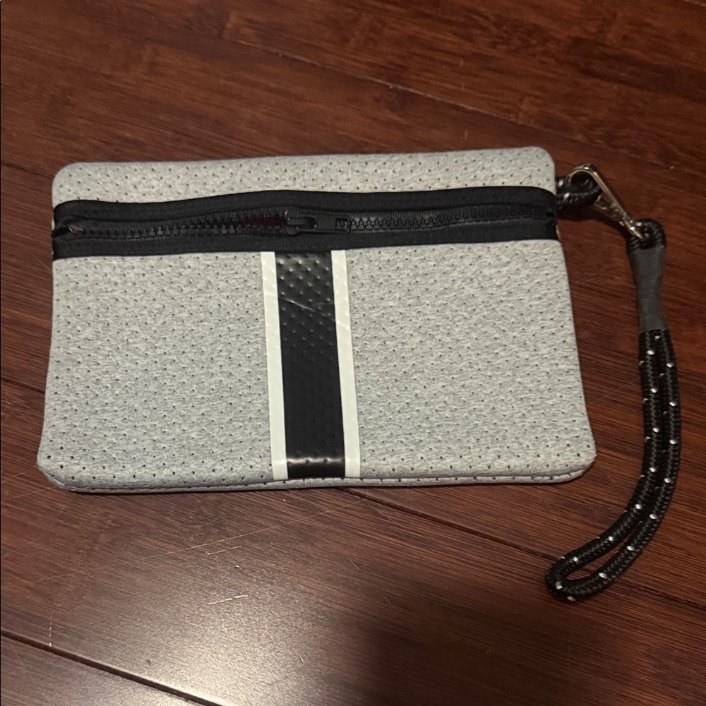 Elegant Gray Toiletry Bag with Wrist Strap NEW Neoprene